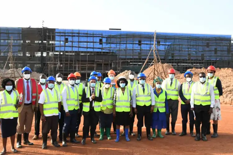 A visiting WHO team of experts flanked by Innovation Minister Dr. Musenero and Dei Biopharma in a group photo after touring the facility in Matugga